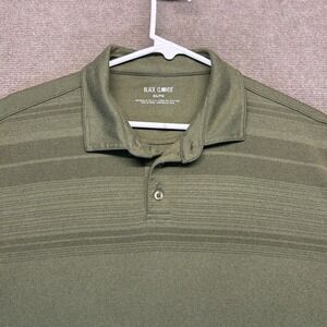 Black Clover Polo Shirt Men's XL Short Sleeve Army Green Striped Live Lucky Golf